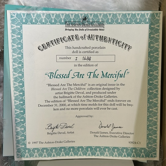 Ashton Drake Galleries Porcelain Doll - Picture 4 of 8